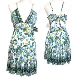 New Angie Women's Dress Floral Print Tie‎ Back Sleeveless Summer Mini Dress L